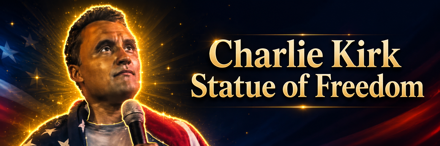 Charlie Kirk Statue of Freedom banner